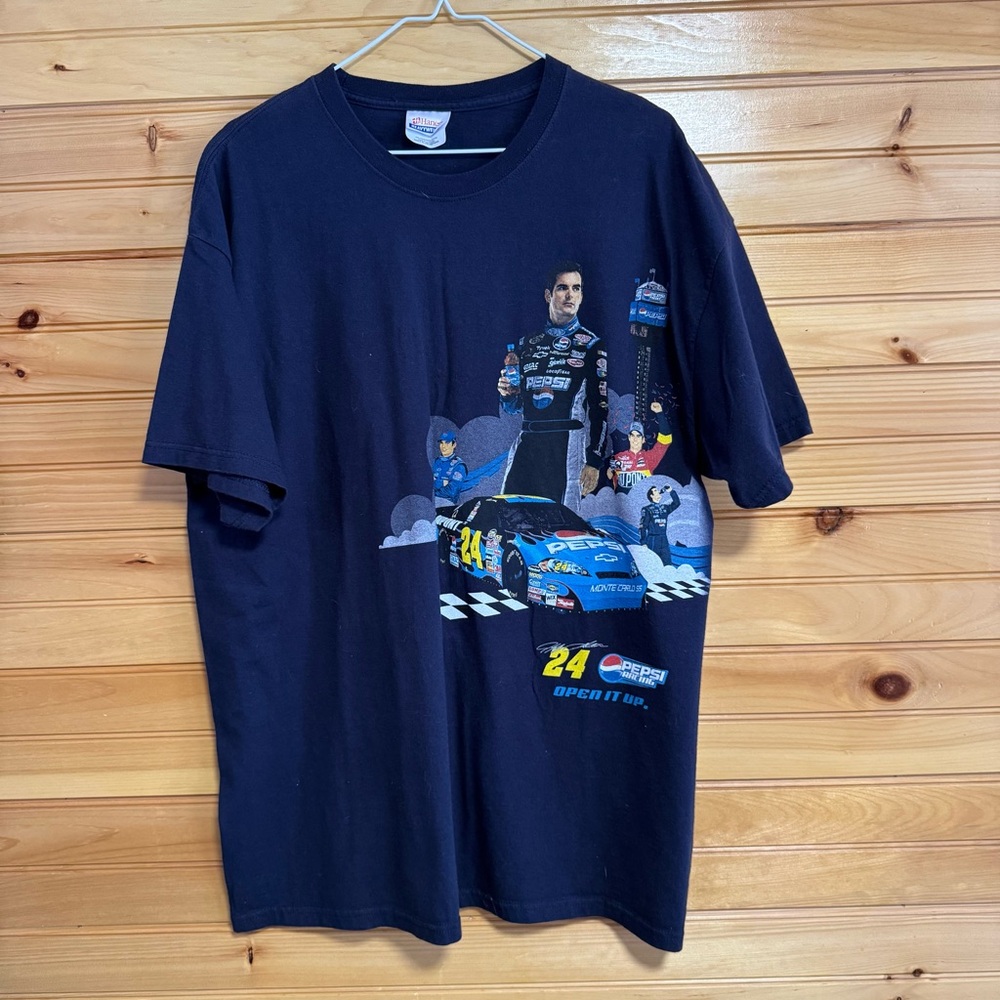 Hanes NASCAR Jeff Gordon Pepsi #24 Graphic Navy Blue T-Shirt XL